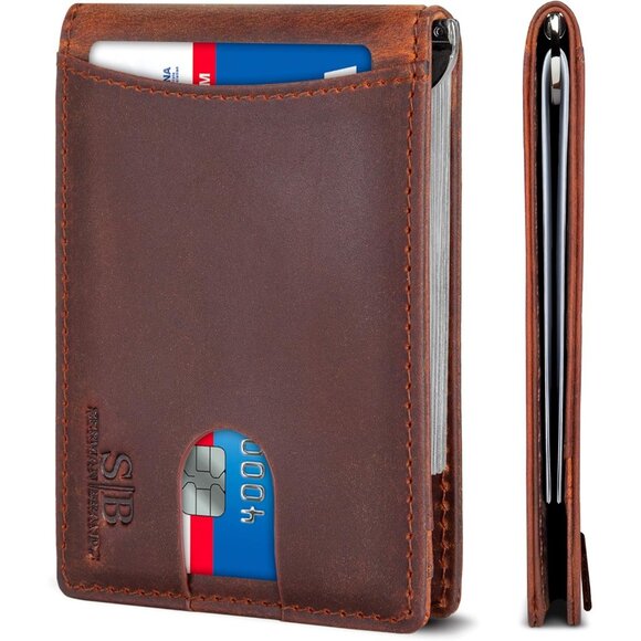 Men's Canyon Red 1.0 Vegan Leather Front 2 Pocket Wallet Card Designed